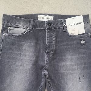 Topman Gray Skinny Jeans with Distressed Details